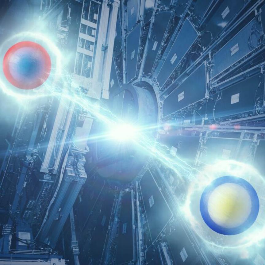 Quantum-entangled pair of top quarks.