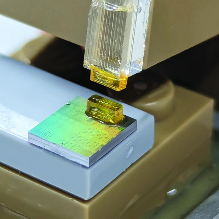 A connector assembly displays SABIC’s EXTEM resin used in a micro-lens array at OFC 2025