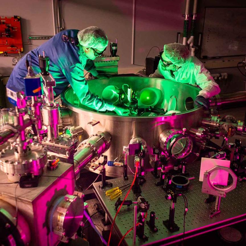 (L-R): John Nees and laser engineer Paul Campbell