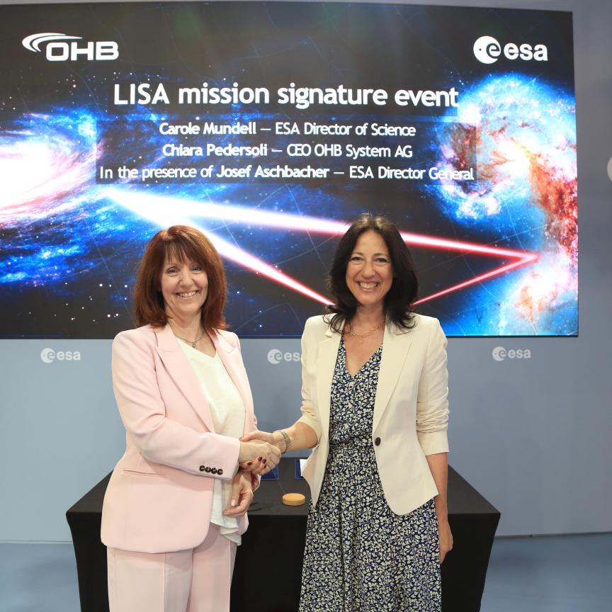 ESA Director of Science, Carole Mundell and OHB System CEO, Chiara Pedersoli