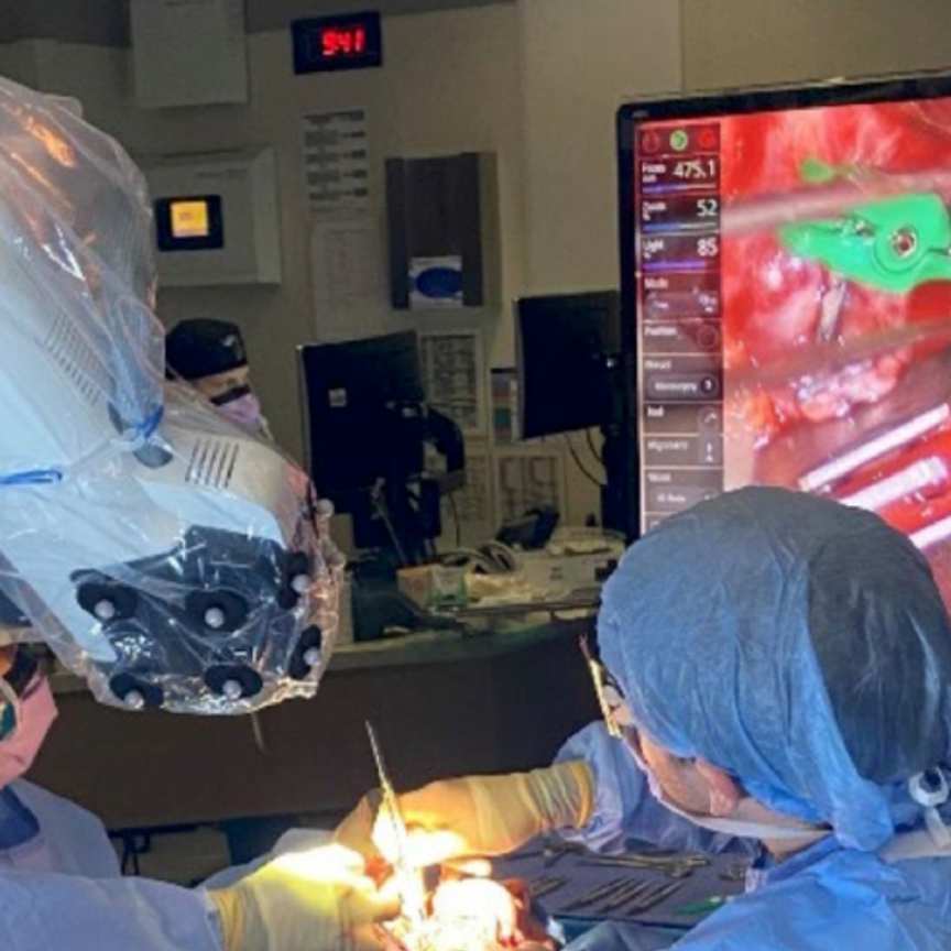 A surgical exoscope in use