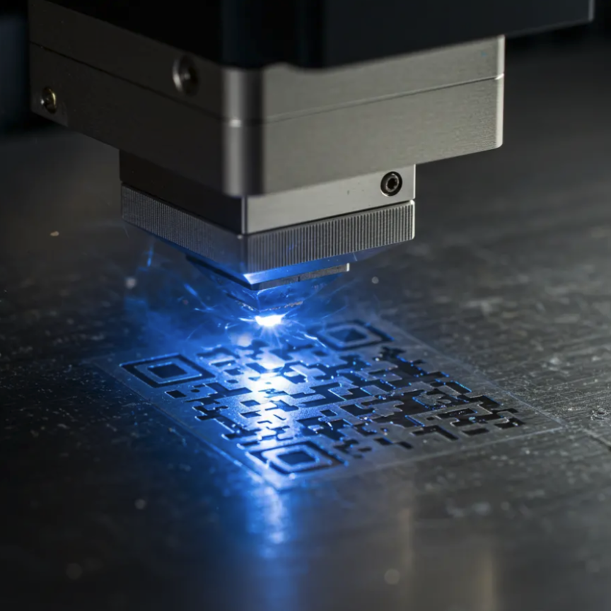 Permanent QR code etching