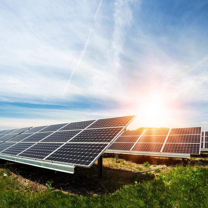 Solar panels in the sun