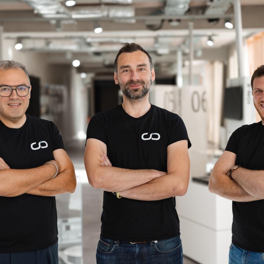 Fabrice Raineri, CSO, NcodiN; Bruno Garbin, CTO, NcodiN; and Francesco Manegatti, CEO, NcodiN 
