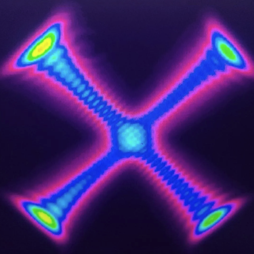 Characteristic X-pattern of a vortex beam
