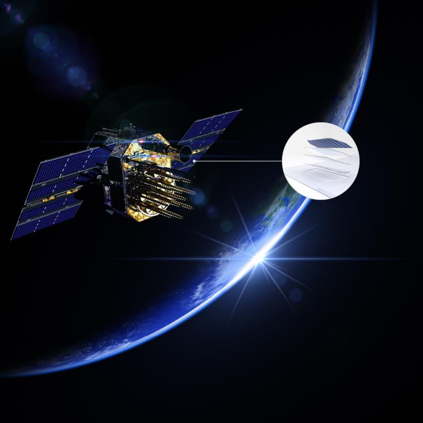 In-orbit satellite with new cover glass