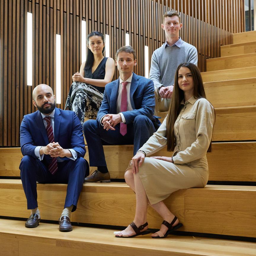 Dr Ramy Shelbaya, Wenmiao Yu, Dr Marko von der Leyen, George Dunlop and Dr Zhanet Zaharieva from Quantum Dice