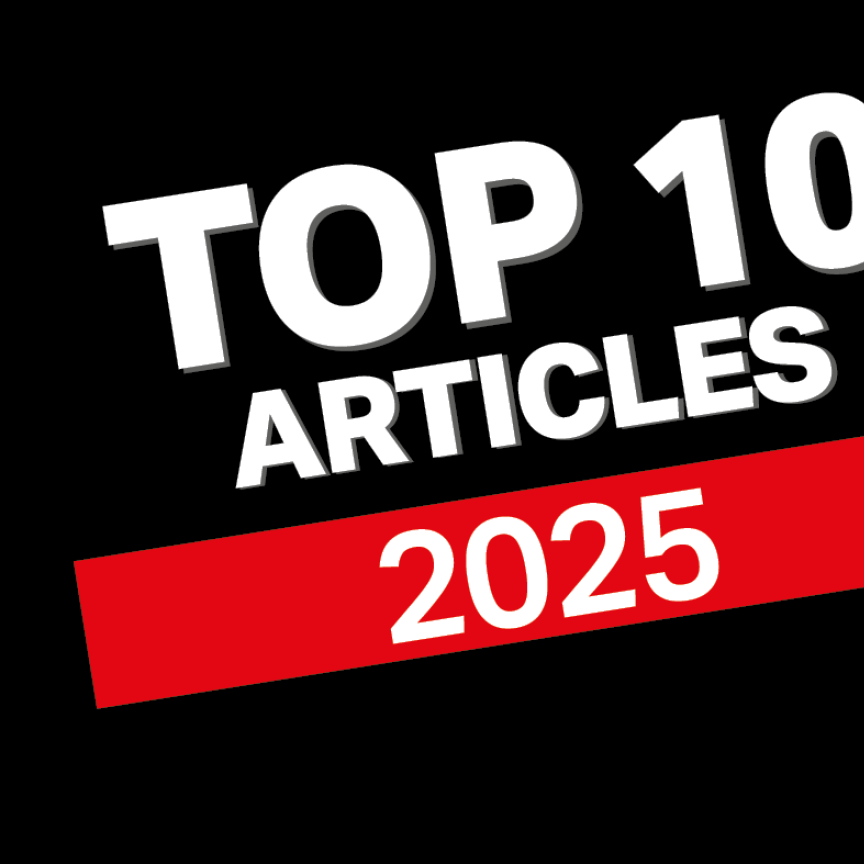 A banner in white text on a black background that reads Top 10 Electro OPtics articles of 2025