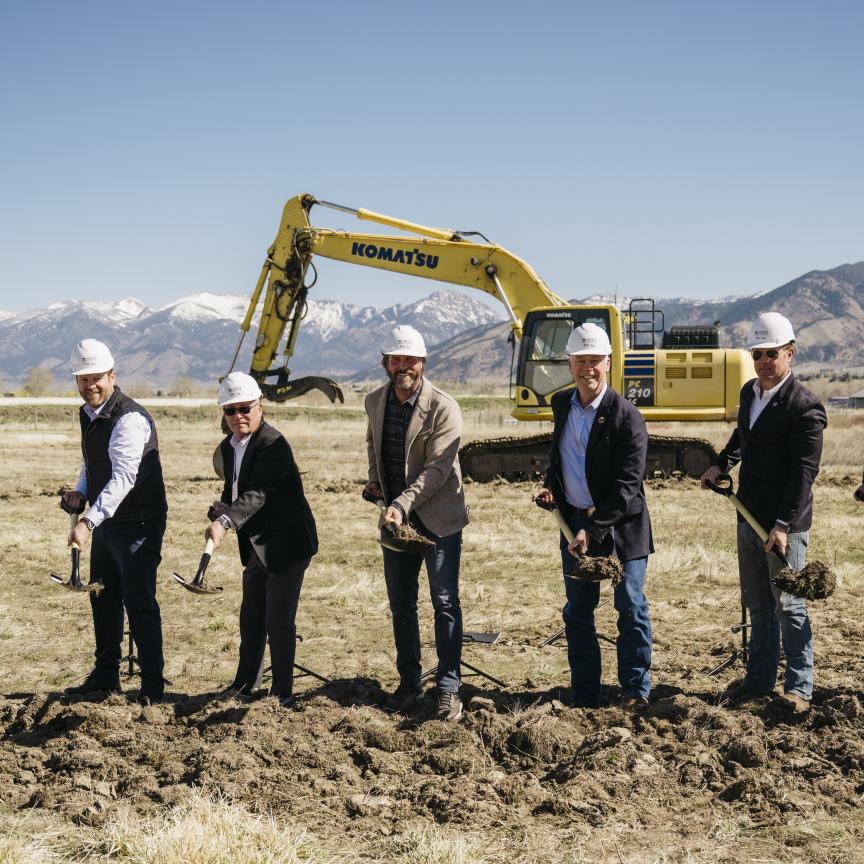 Lattice Materials employees break ground at new site in construction area