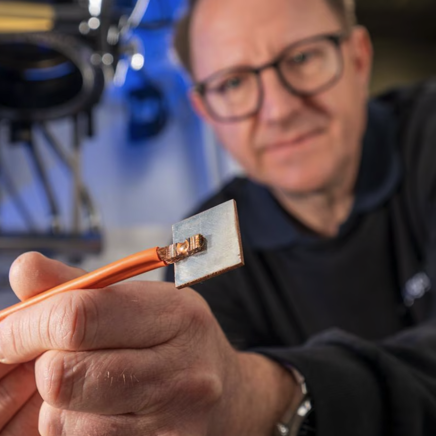 Laser-welded copper connection for EV battery