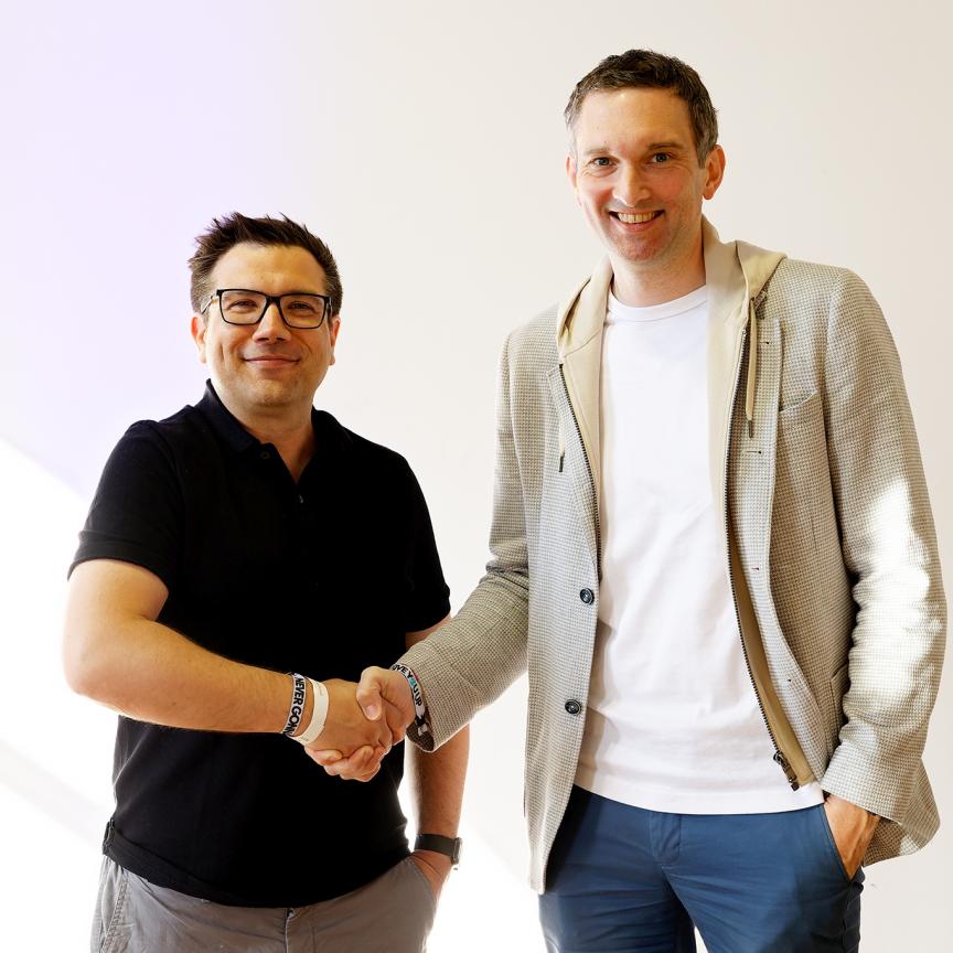 Dr Andreas Nauerz, IONOS and Dr Michael Förtsch, Q.ANT