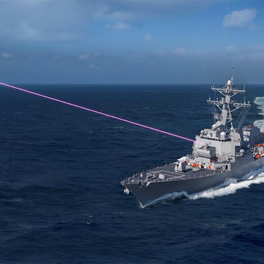 laser-directed-energy defence system application depiction, shooting a UAS drone