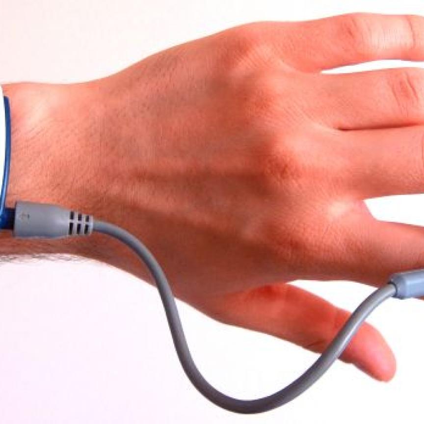 Stock picture of a wrist-mounted pulse oximeter