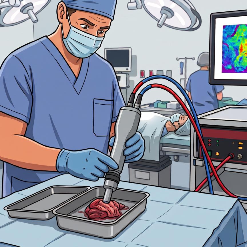 illustration of doctor using in-surgery biopsy probe