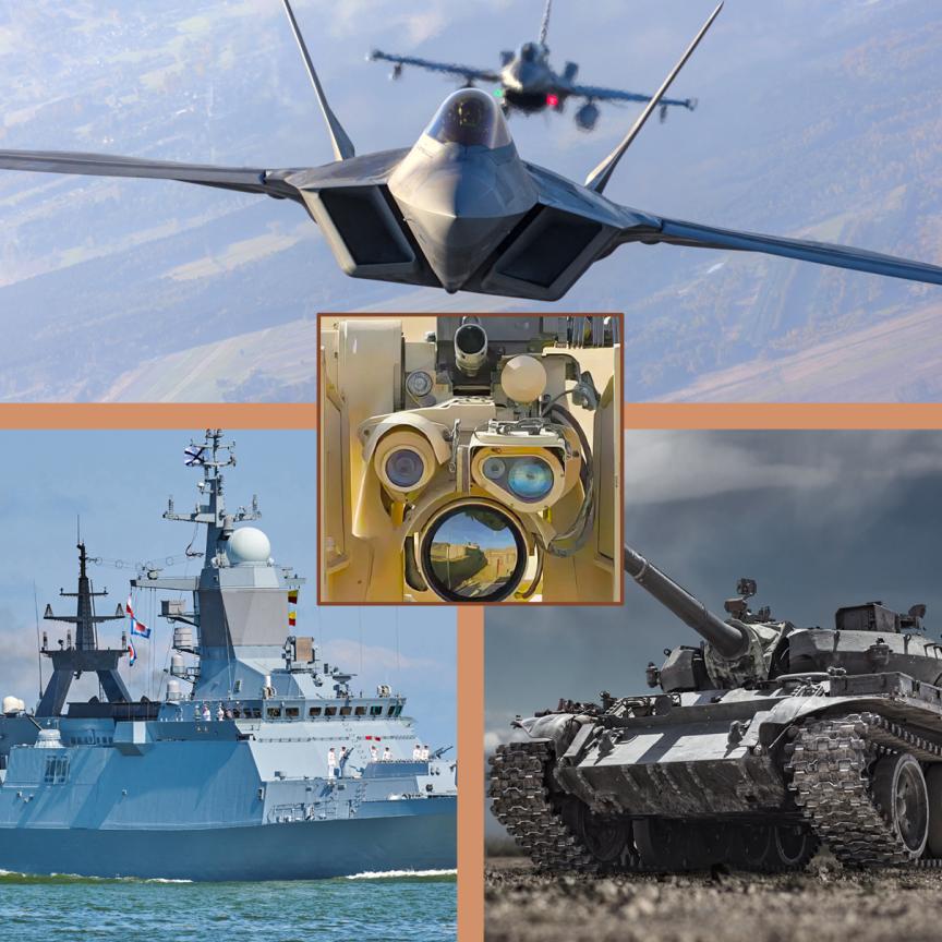 Optics and three applications: tank, jet and warship