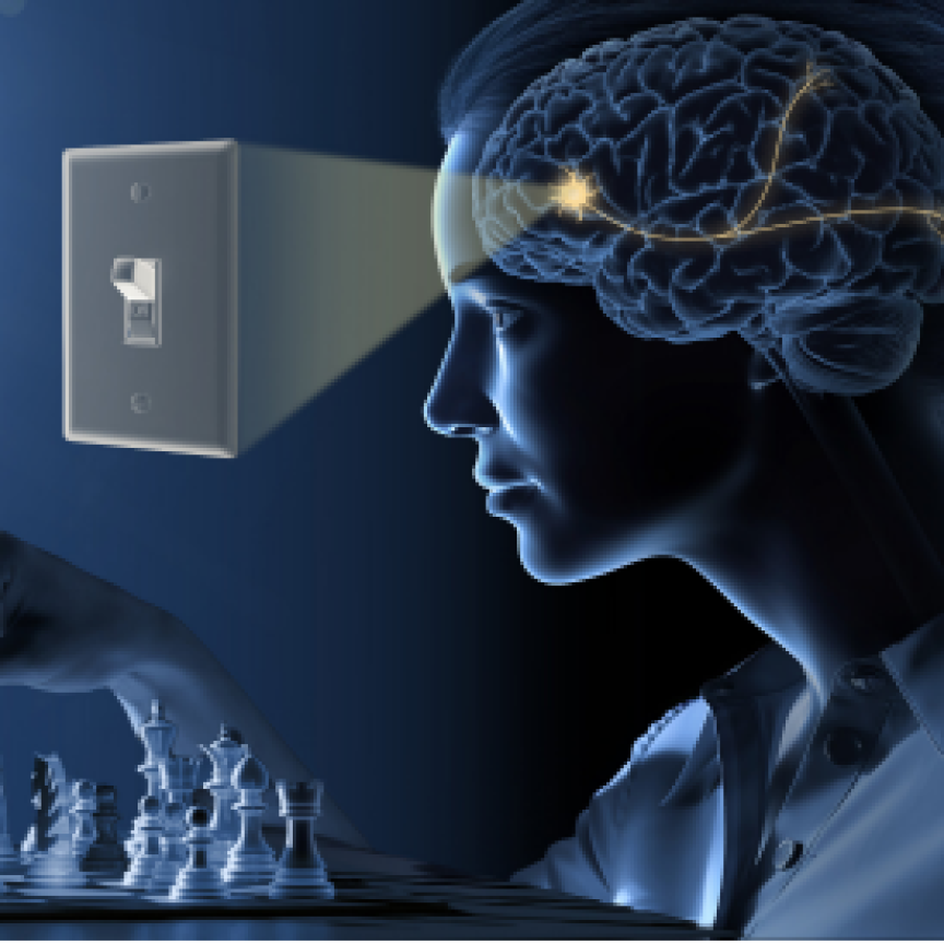 Switching neural activity on and off like a light switch illustration