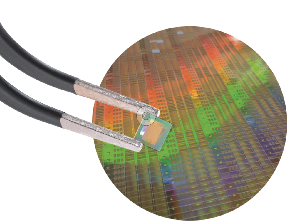 Metalenz’ optics can be made using existing semiconductor foundry processes, helping consumer market penetration (STMicroelectonics/Metalenz) Metasurface chip in tweezers