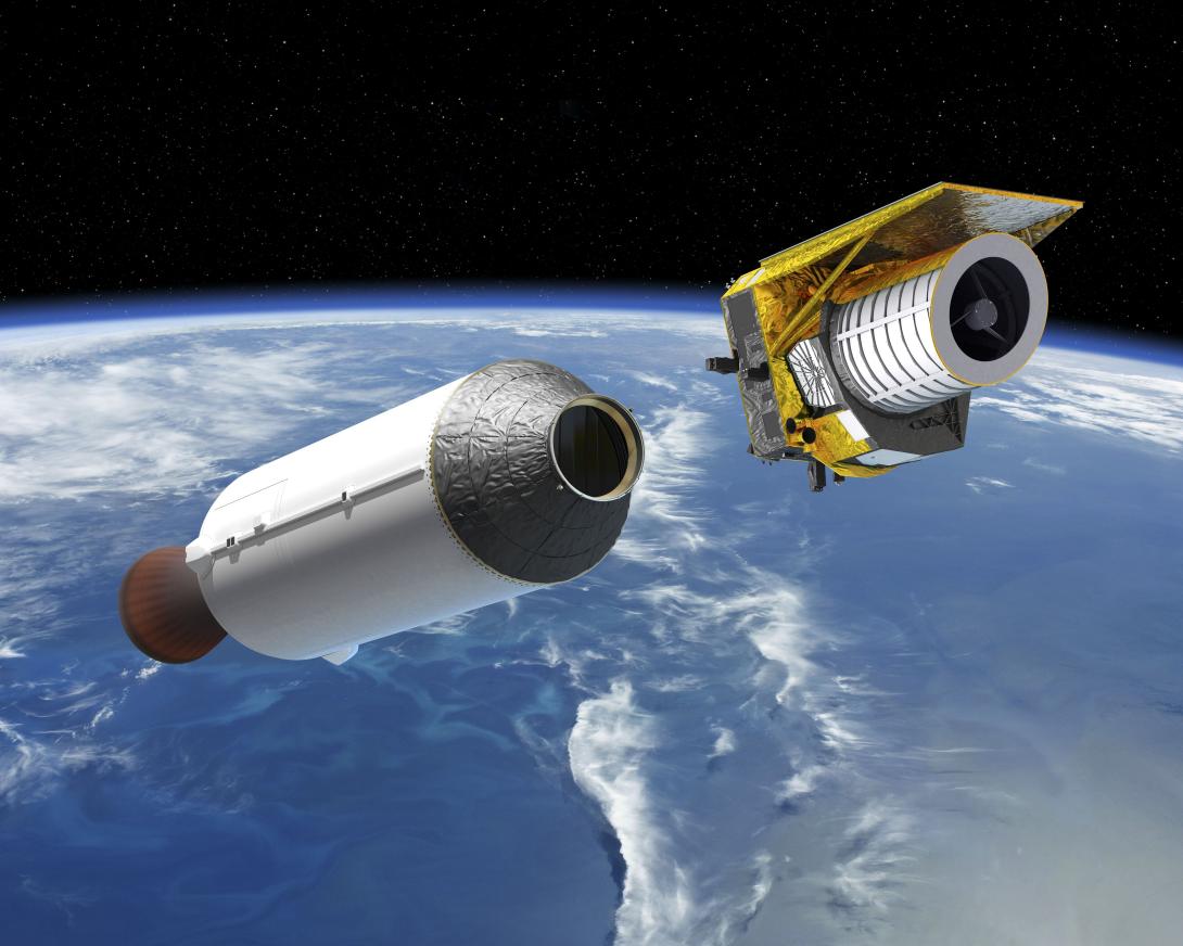 Q&A: Mark Cropper discusses the ESA’s Euclid telescope and its role to help find, measure and understand the Dark Sector Artist's impression of the Falcon 9 launcher, carrying the 1.2-metre Euclid telescope that collects light from sources in the sky such as far-away galaxie