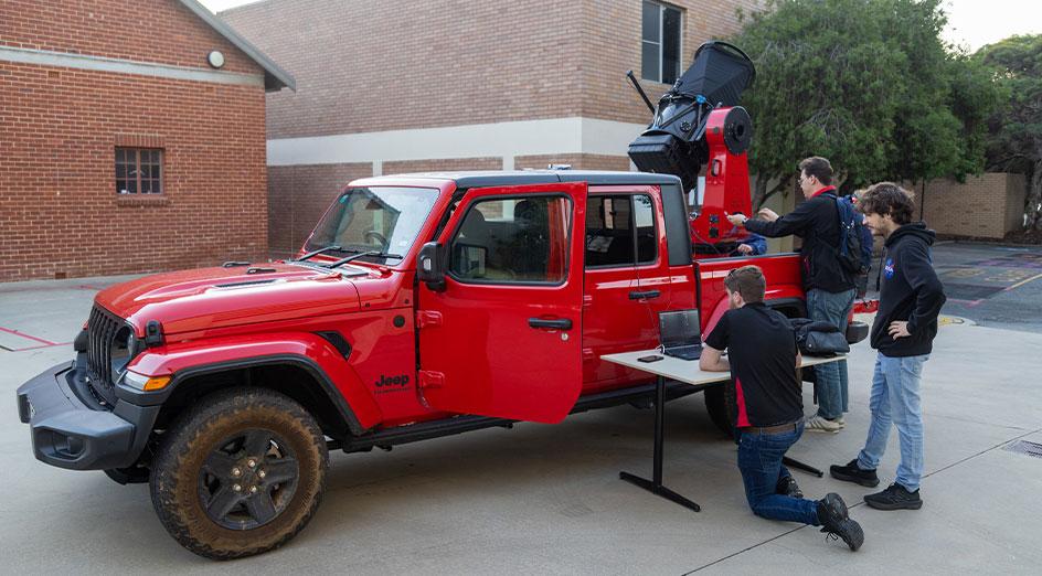 Laser-based communications network could relieve space data bottleneck TeraNet’s third ground station, TeraNet3, is installed on a Jeep to make laser-based space communications more accessible for remote locations on Earth
