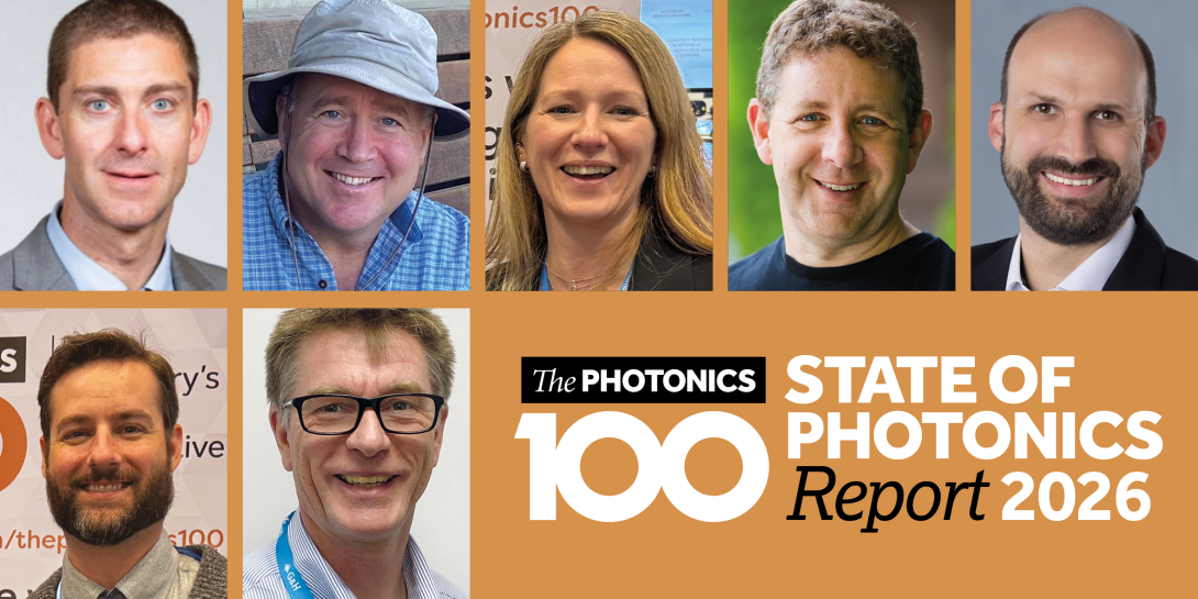Faces from the Photonics100 above a logo for the State of Photonics 2026 report