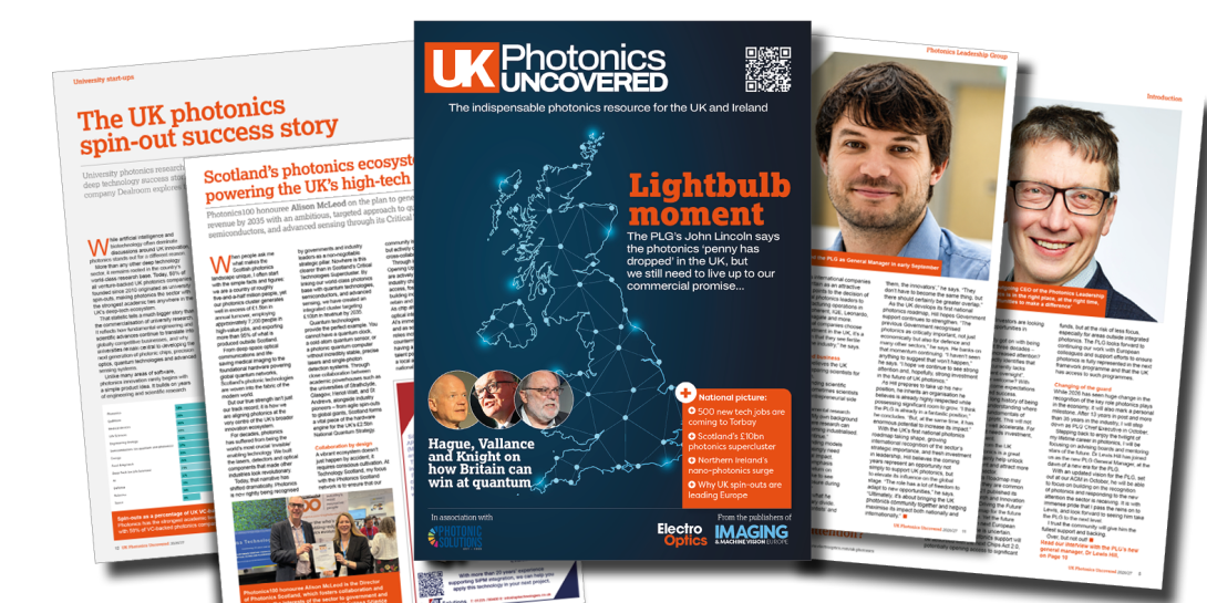 A montage of images from UK Photonics Uncovered magazine